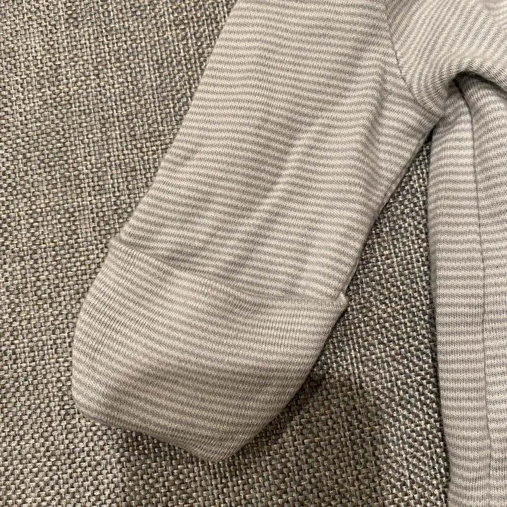 Neutral Striped Baby Footed Pajamas Sleeper with Pocket